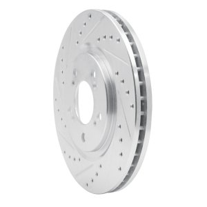 Acura NSX Brake Rotor (1) - Front Left - R1 Concepts - Drilled & Slotted - Silver - `97-`05